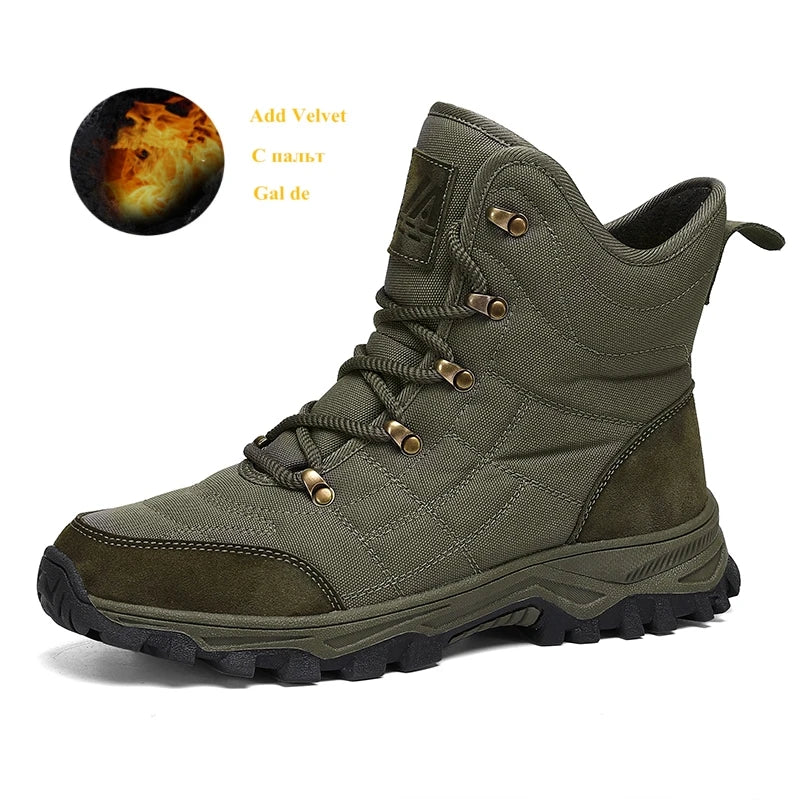 Winter Velvet Hiking Boots Men Warm Fur High Top Trekking Boots Man Outdoor Waterproof Men's Climbing Shoes zapatillas de hombre