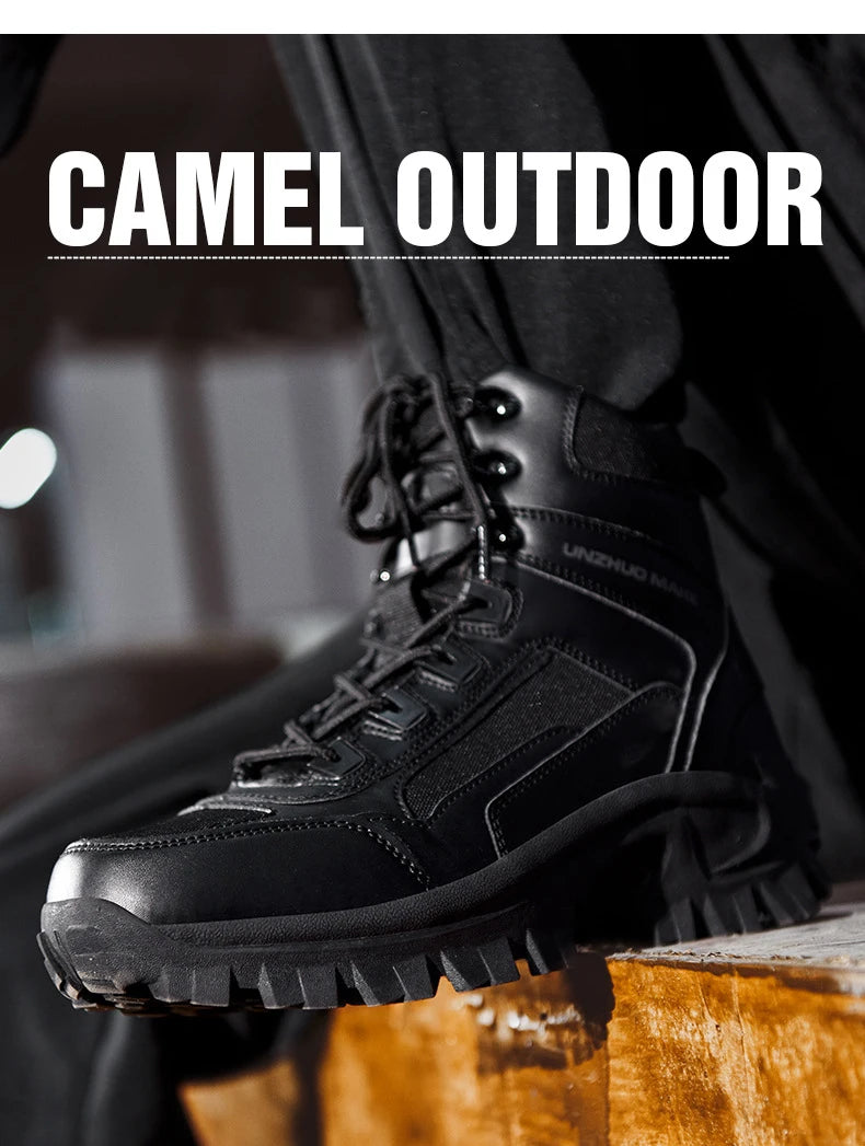 CHRLCK Men Non-Slip Hiking Shoes Combat Boots Wear-resistant Hiking Shoes Waterproof Mountaineering Trekking Boots Outdoor Sport