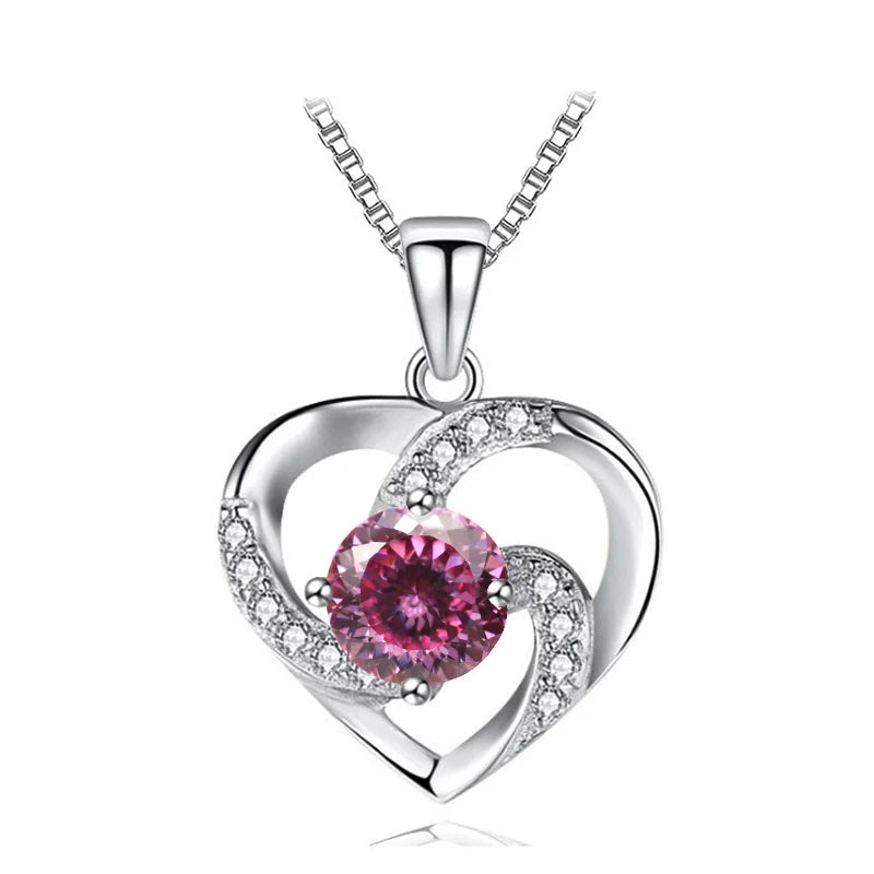JoyceJelly 1CT Pass Tested Moissanite Heart Necklace for Women S925 Silver Gold Silver Color Diamond Pendant Birthday Party Gift