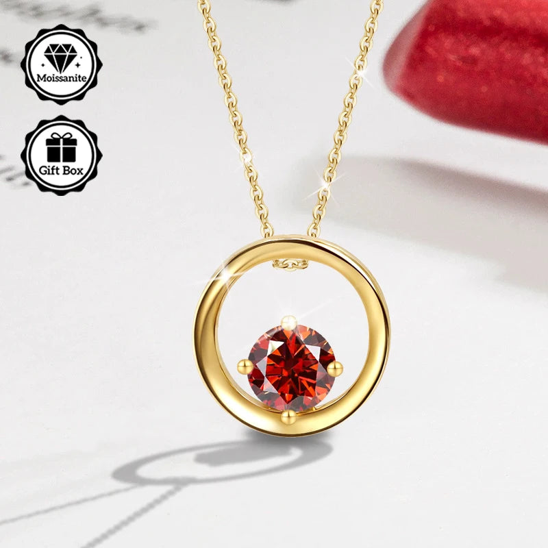 LAMVOICE  jewelry for women,0.5 carat moissanite necklace , Hypoallergenic necklace, golden plated, christmas gift,high quality