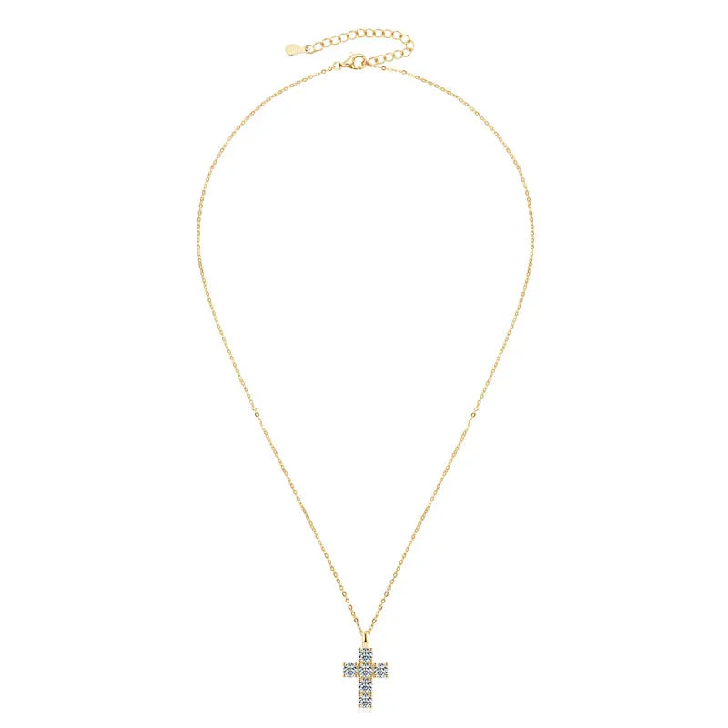 Ehhai GRA Certified 3.5mm Round Moissanite Cross Pendant Necklace for Women Real S925 Sterling Silver Wedding Fine Jewelry Gifts
