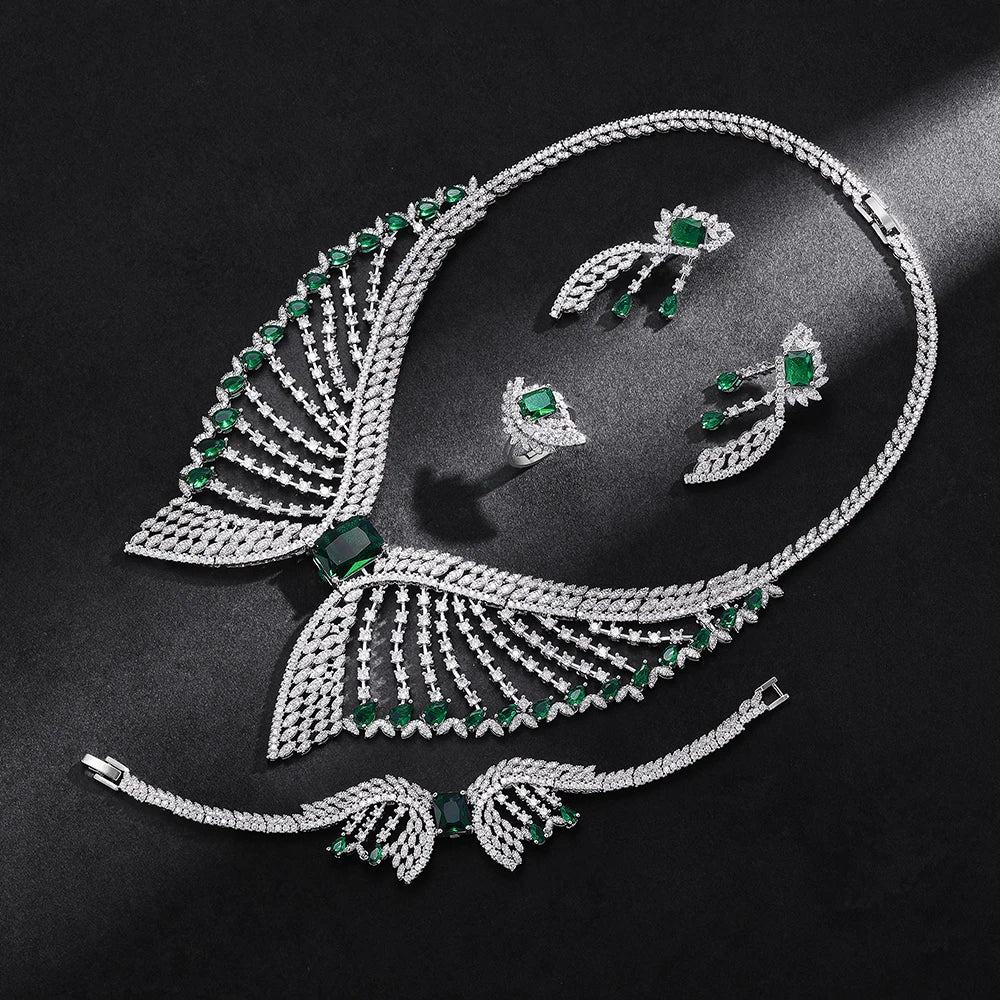 2025 New 4-piece Bridal Wedding Jewelry Set, Cubic Zirconia Women's Wedding Party Wedding Accessories Dubai, Saudi Arabia