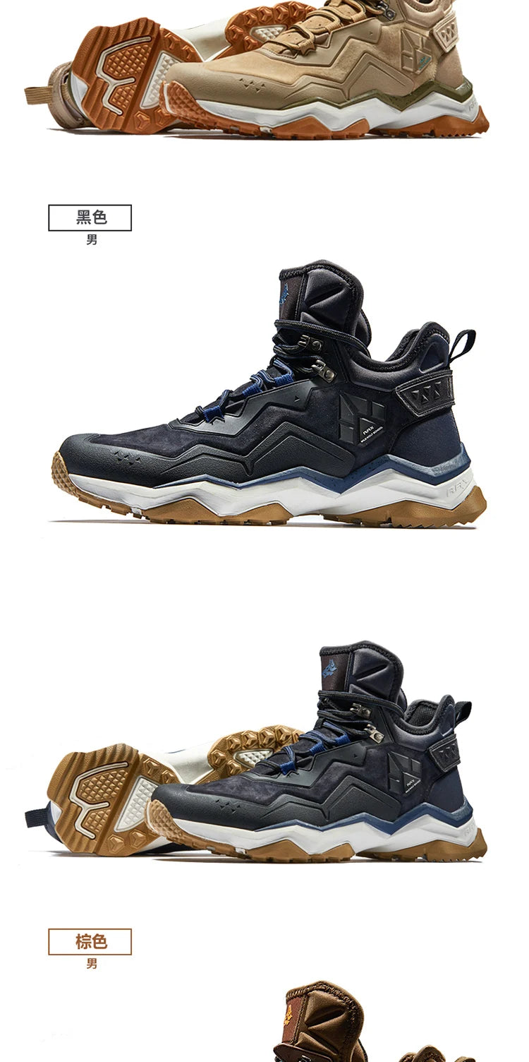 RAX Men Hiking Shoes Mid-top Waterproof Outdoor Sneaker Men Leather Trekking Boots Trail Camping Climbing Hunting Sneakers Women