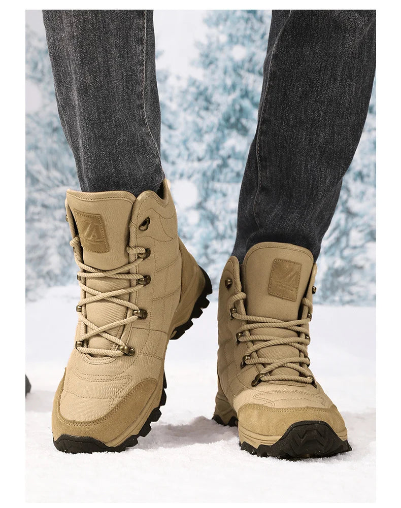 Winter Velvet Hiking Boots Men Warm Fur High Top Trekking Boots Man Outdoor Waterproof Men's Climbing Shoes zapatillas de hombre