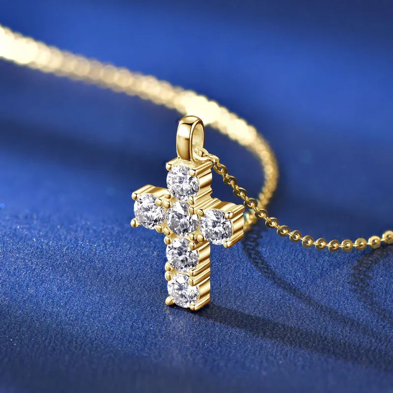 Ehhai GRA Certified 3.5mm Round Moissanite Cross Pendant Necklace for Women Real S925 Sterling Silver Wedding Fine Jewelry Gifts