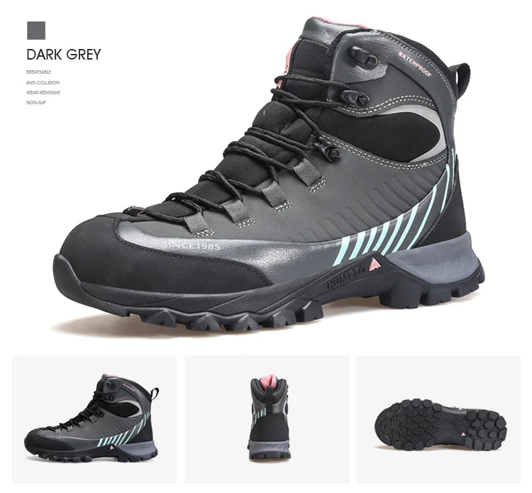 HUMTTO Waterproof Womens Hiking Shoes Luxury Designer Boots for Women Outdoor Climbing Trekking Sneakers New Leather Ankle Boots