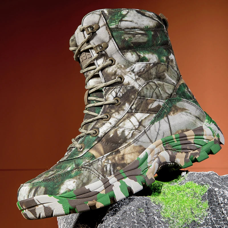 New Trendy Camouflage Hiking Boots for Men Platform Waterproof Trekking Boots Big Size 47 Non-slip Outdoor Boots Men