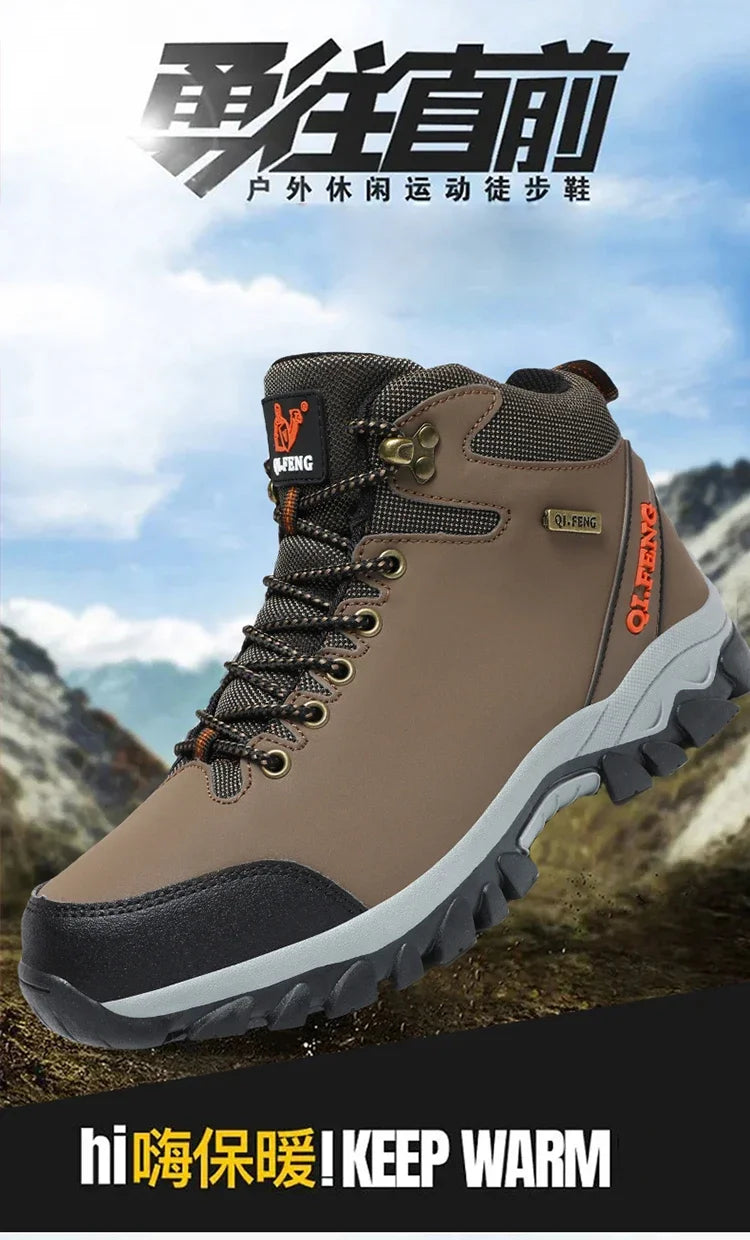Men Winter Snow Boots Waterproof Leather Sneakers Super Warm Men's Boots Outdoor Male Hiking Boots Work Shoes Zapatillas Hombre