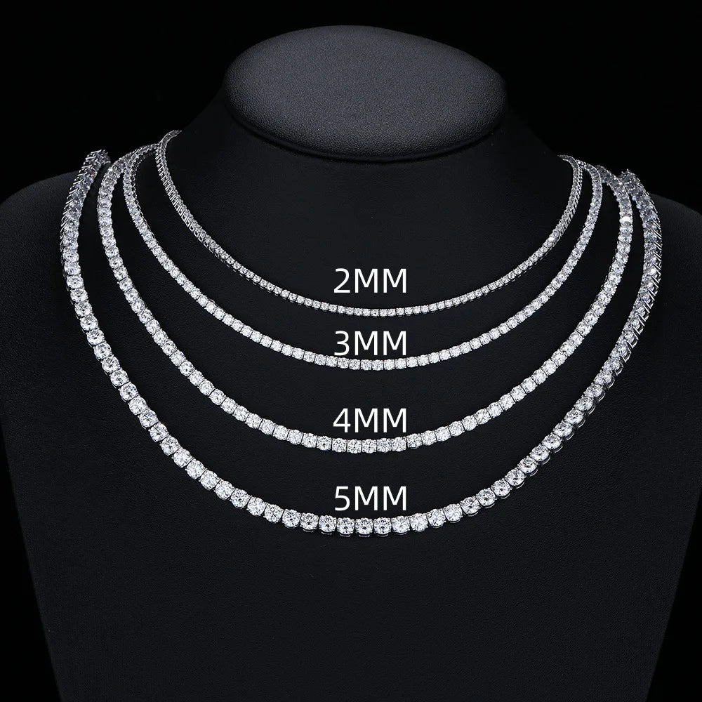Nice Certified Moissanite Tennis Necklace 3/4/5/6mm Solid 925 Sterling Silver Diamond Tennis Necklaces for Women Man