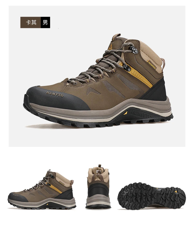 HUMTTO Hiking Shoes Men Trainers Outdoor Trekking Boots Mens Breathable Winter Men's Sports Shoes Leather Safety Work Sneakers