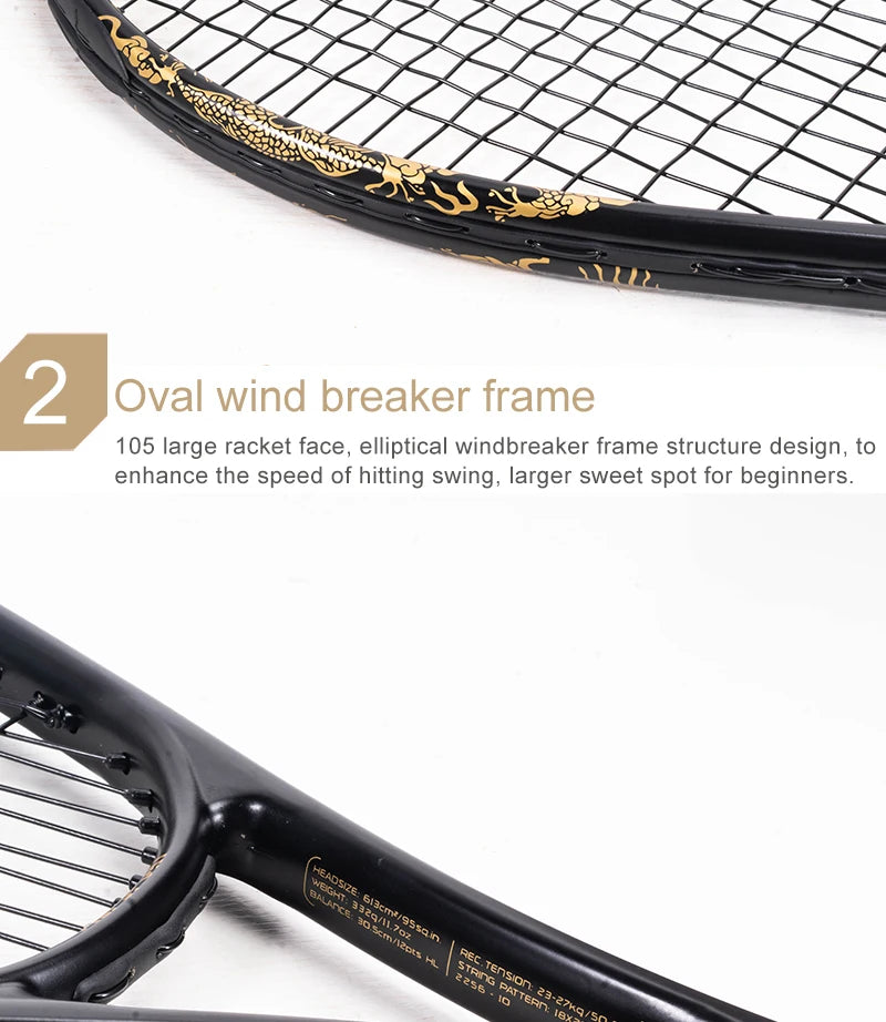 ALPSPORT T800 Carbon Fiber Tennis Racket 18K, Professional Training Racket with Bag & Adjustable Strap (Men & Women)