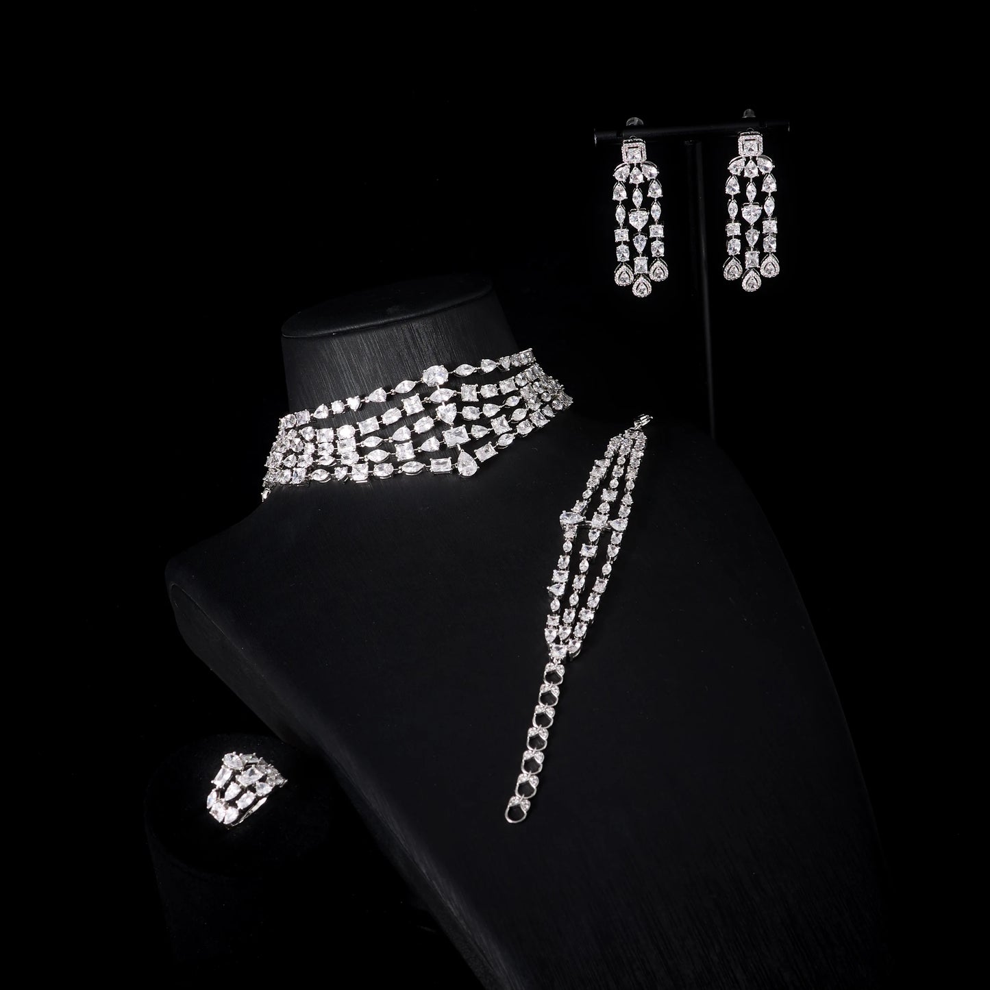 IN JEWELIFE 00113 Luxury Choker Neck Necklaces Set for Women Jewelry Sets Unique Color Cubic Zirconia Wedding Accessories 00044