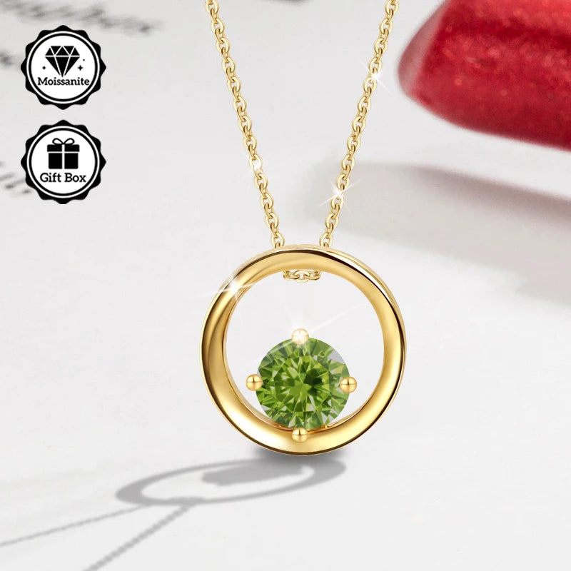 LAMVOICE  jewelry for women,0.5 carat moissanite necklace , Hypoallergenic necklace, golden plated, christmas gift,high quality
