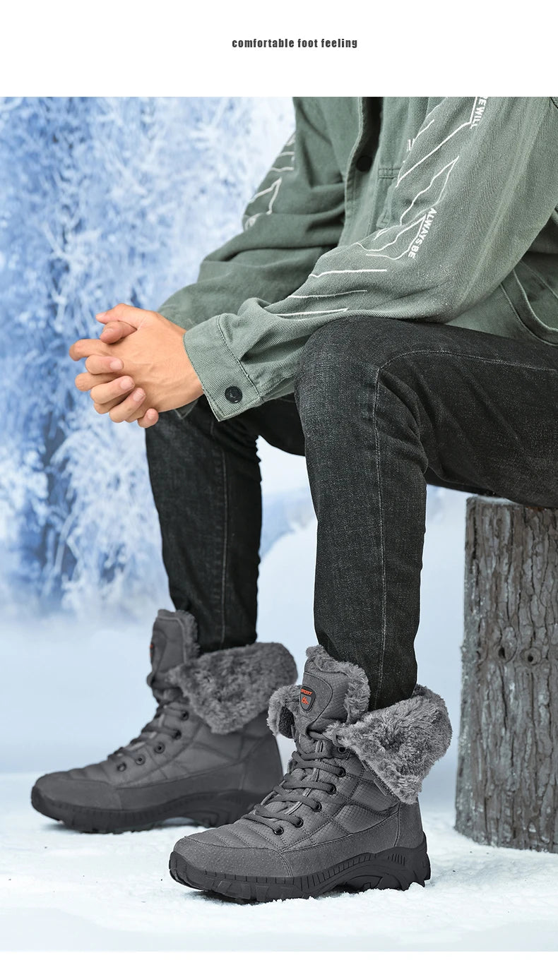 Men Shoes Snow Boots Men  Plus Velvet Warm Trend  High Top Winter 2023 New Outdoor Mountaineering Padded Mens Hiking Boots