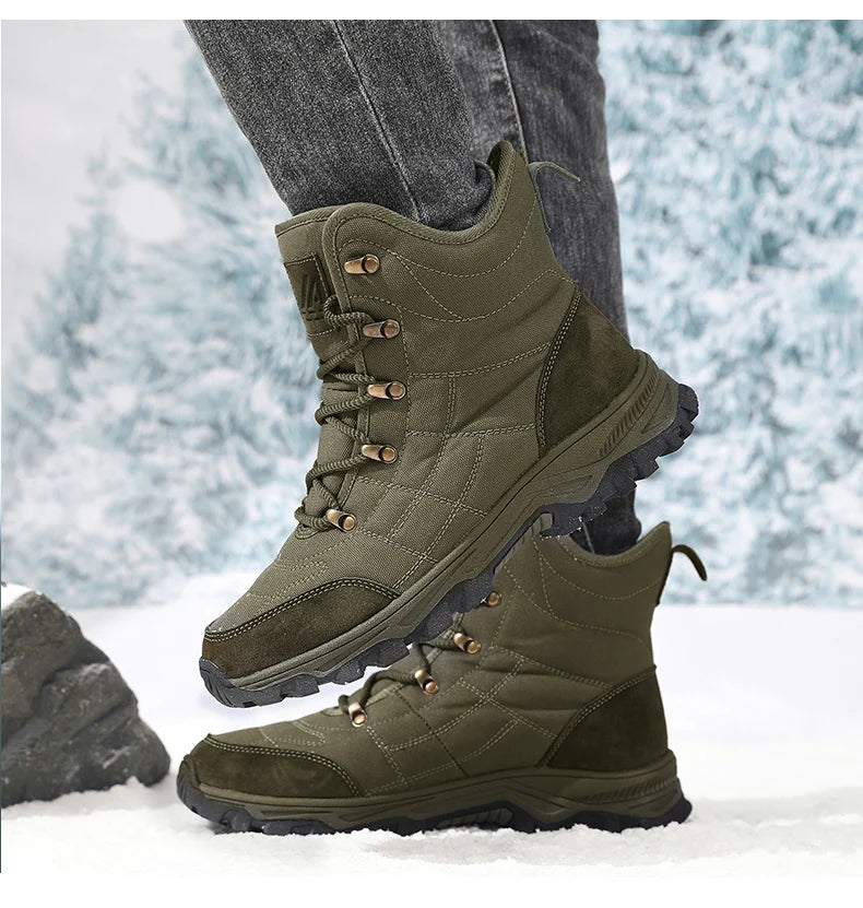 Winter Velvet Hiking Boots Men Warm Fur High Top Trekking Boots Man Outdoor Waterproof Men's Climbing Shoes zapatillas de hombre