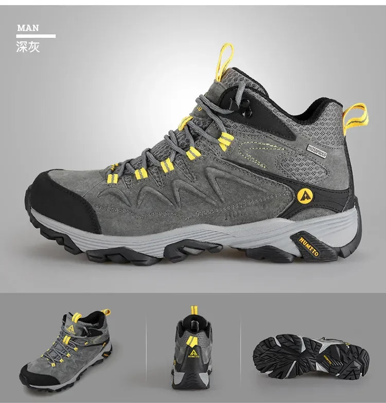 HUMTTO Hiking Shoes Breathable Camping Leather Men's Sports Shoes for Men Winter Trekking Boots Outdoor Designer Sneakers Man