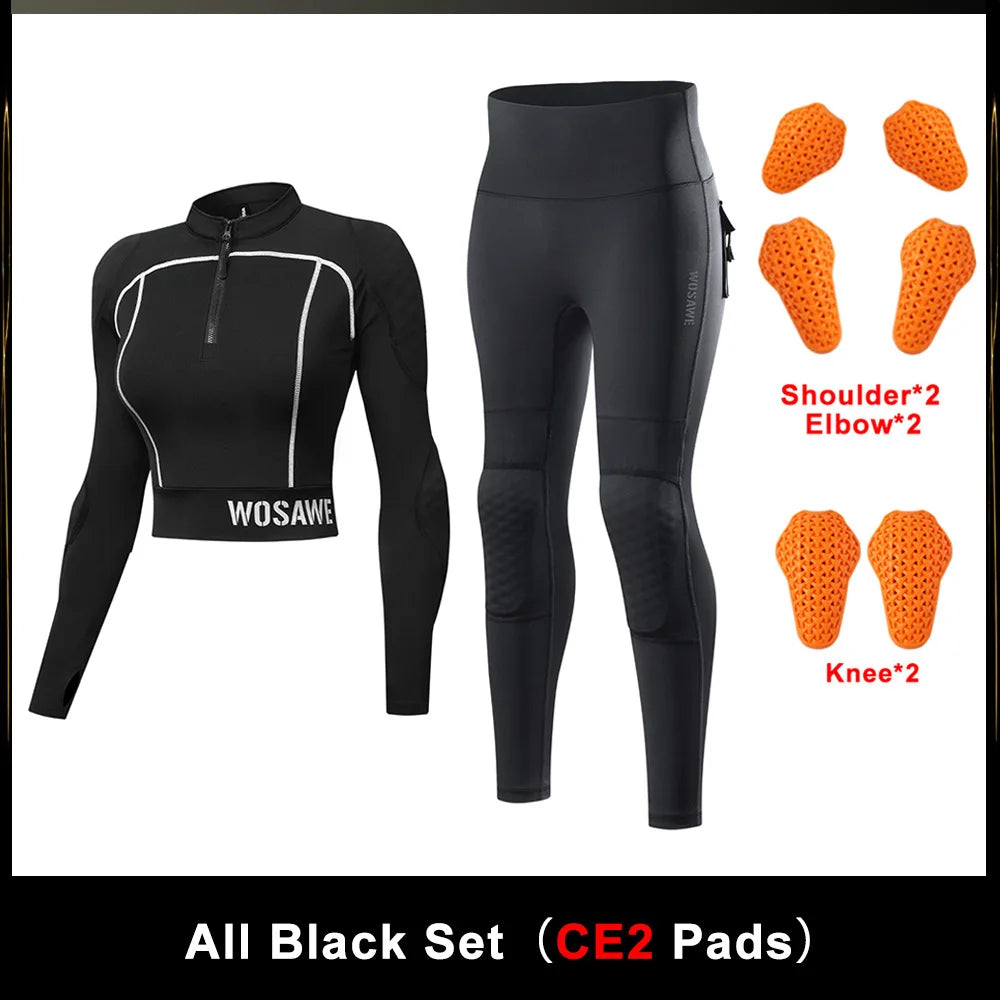 WOSAWE Women Motorcycle Jacket and Pants Set with Removable Pads Soft Protective Gear CE Level 2 Safety Moto Racing Clothes Slim