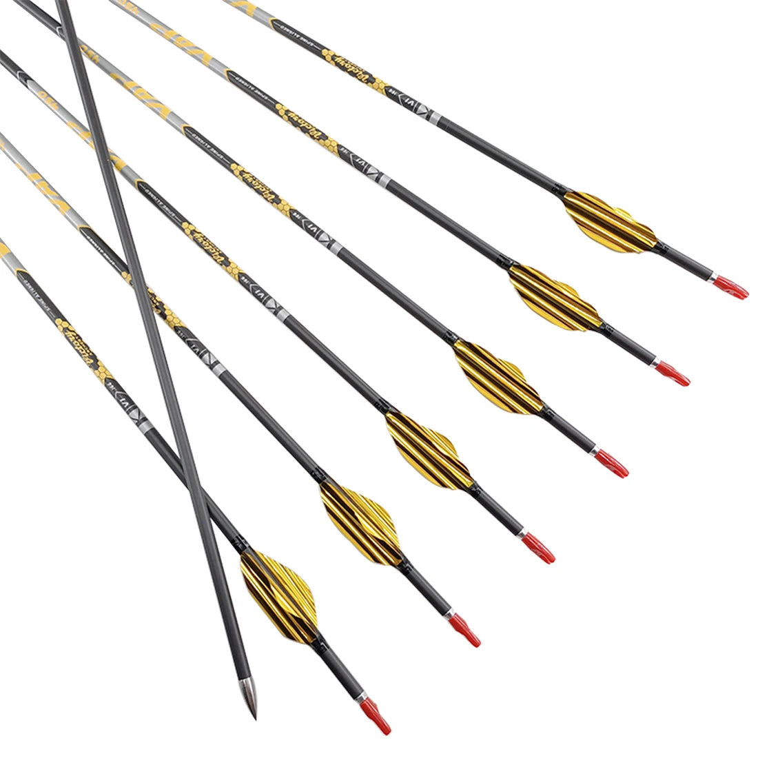 12pcs Carbon Arrows Spine 350-1000 Recurve Bow Hunting 1.8inch Spin Vanes Nock 80gr Points Shooting