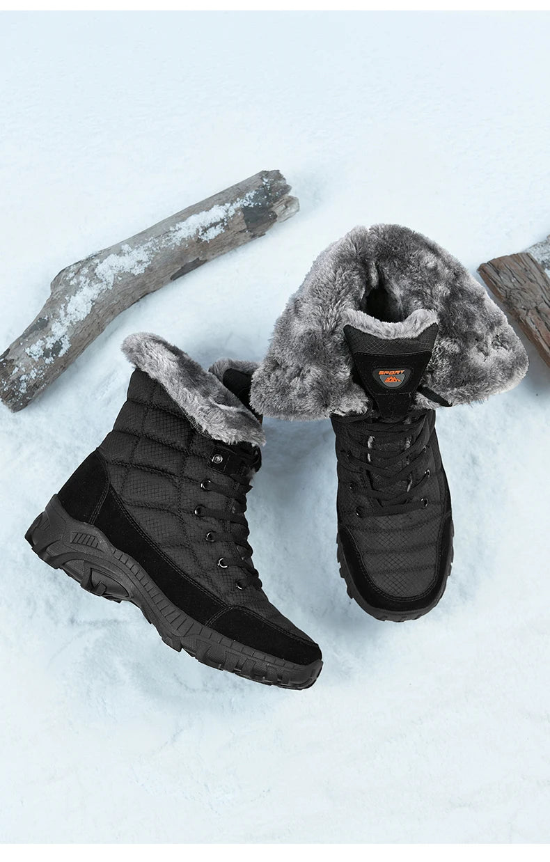 Men Shoes Snow Boots Men  Plus Velvet Warm Trend  High Top Winter 2023 New Outdoor Mountaineering Padded Mens Hiking Boots