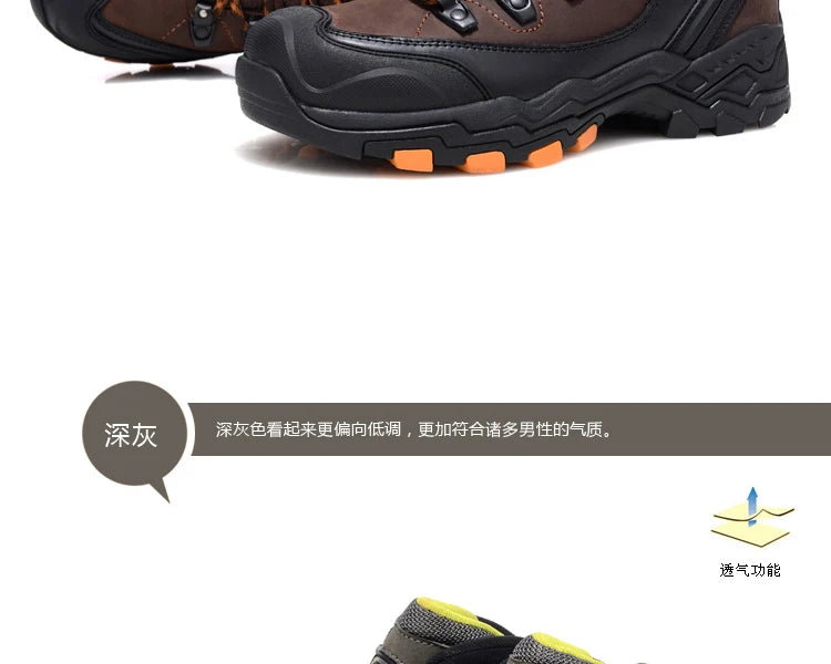 MERRTO cowhide Hiking shoes Men trekking boot mountian waterproof hunting Boots Male Sneakers Tactical Desert Combat Ankle Boots