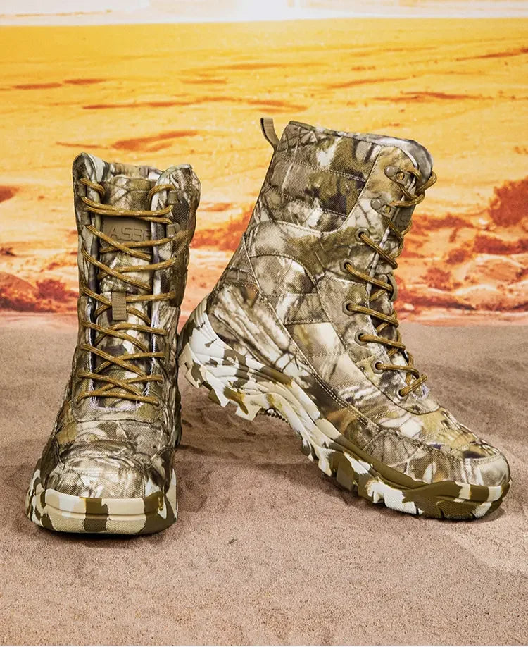 New Trendy Camouflage Hiking Boots for Men Platform Waterproof Trekking Boots Big Size 47 Non-slip Outdoor Boots Men