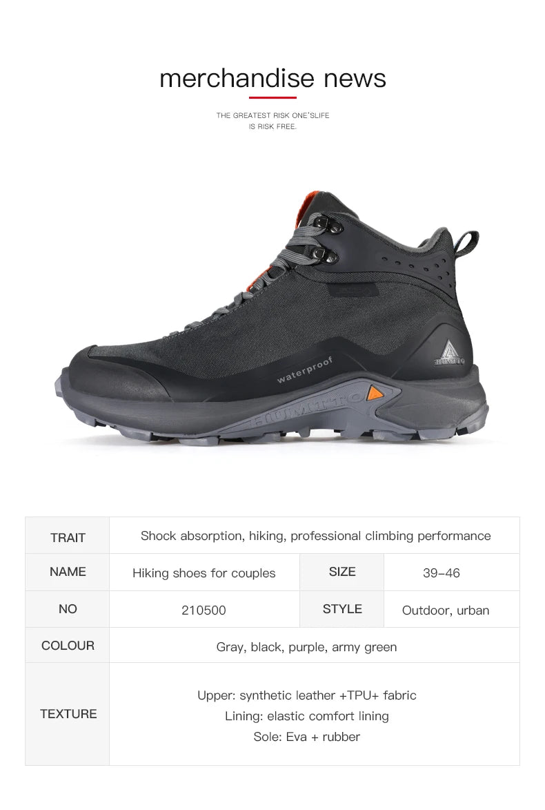 HUMTTO Waterproof Hiking Shoes for Men New Outdoor Mens Sneakers Winter Trekking Boots Male Camping Hunting Tactical Ankle Boots