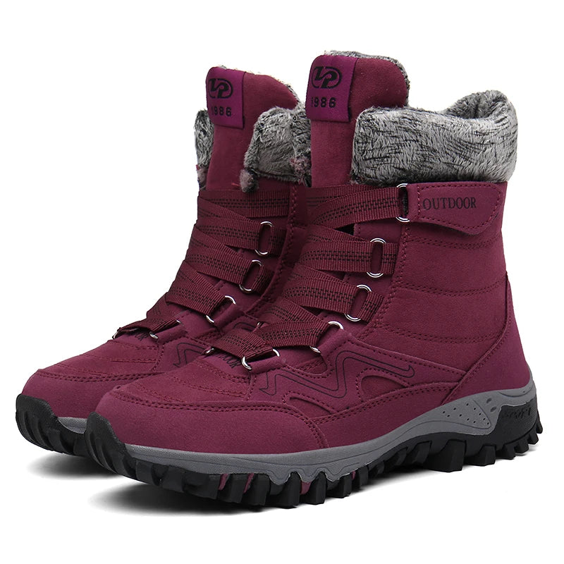 Winter Hiking Shoes Plush Trekking Boots Women Mountain Camping Treking Woman Outdoor Trail Tracking Sneakers