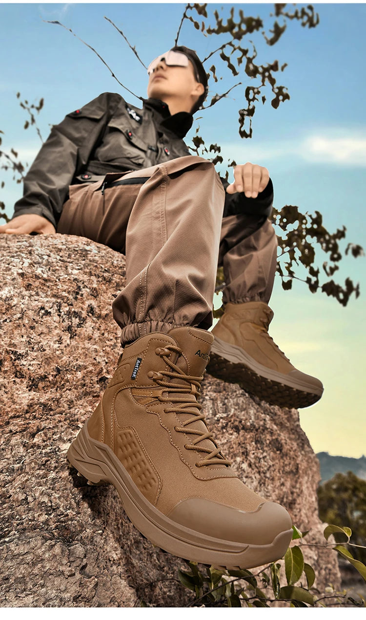 Large Size 47 Men's Hiking Shoes Outdoor Trekking Casual Tactical Boots Waterproof Fabric Mountain Climbing Shoes Hunting Boots