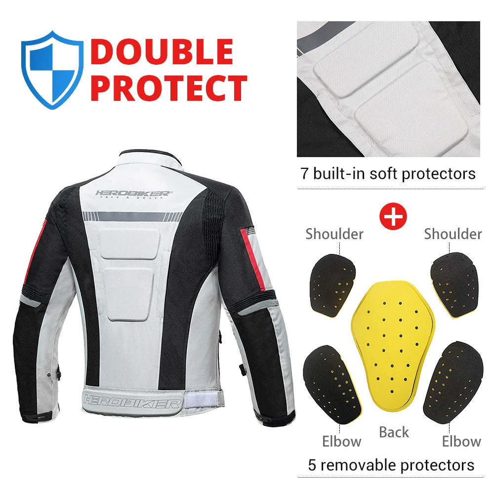 HEROBIKER Waterproof Motorcycle Jacket Man Racing Jacket Wearable Motorcycle Pants Moto Clothing With EVA Protection