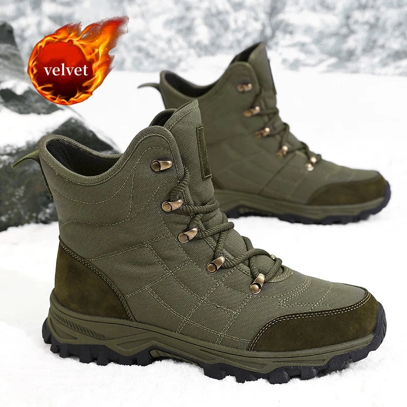 Winter Velvet Hiking Boots Men Warm Fur High Top Trekking Boots Man Outdoor Waterproof Men's Climbing Shoes zapatillas de hombre