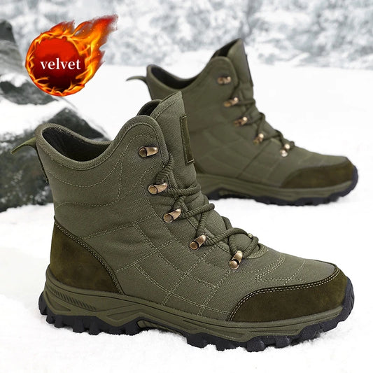 Winter Velvet Hiking Boots Men Warm Fur High Top Trekking Boots Man Outdoor Waterproof Men's Climbing Shoes zapatillas de hombre