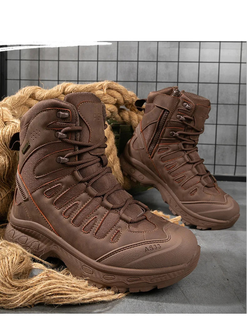 CHRLCK Men's Hiking Shoes Anti-slip Wear-resistant Tactical Boots Waterproof Military Trekking Boots Men Outdoor Travel Shoes