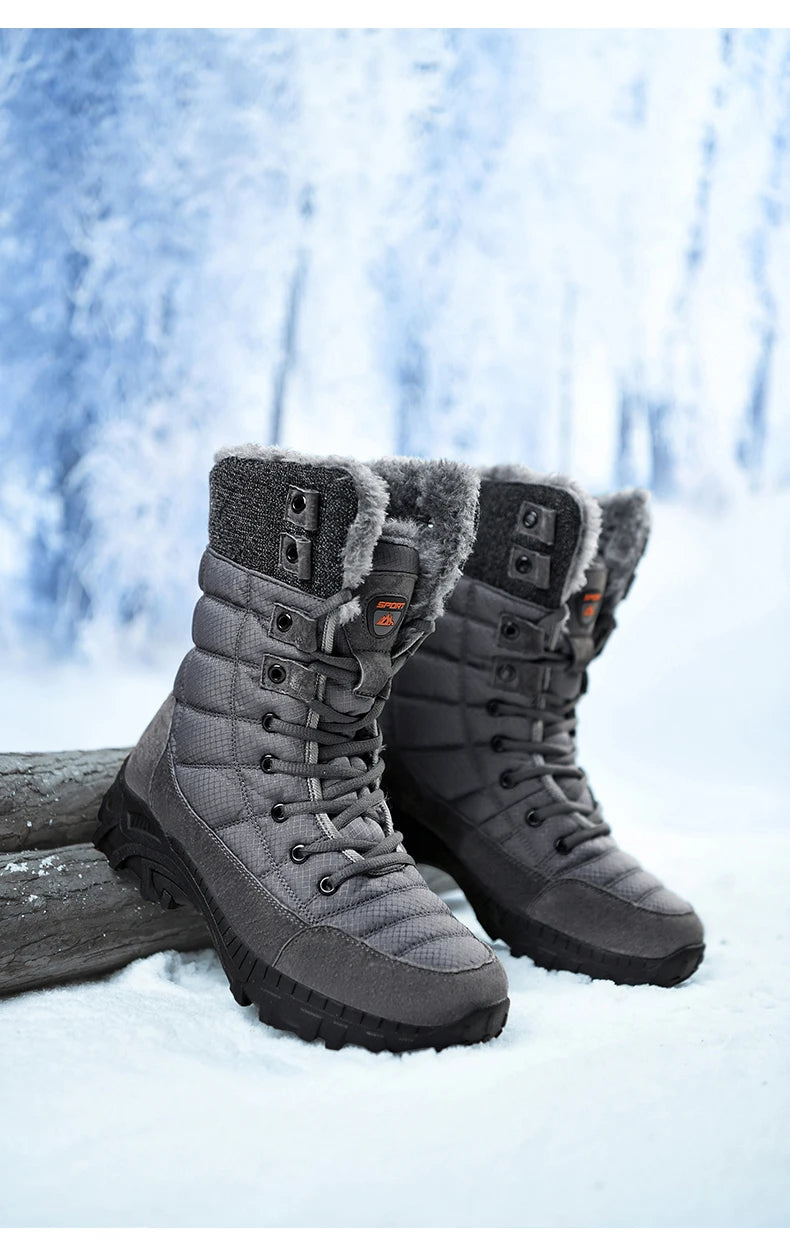 Men Shoes Snow Boots Men  Plus Velvet Warm Trend  High Top Winter 2023 New Outdoor Mountaineering Padded Mens Hiking Boots