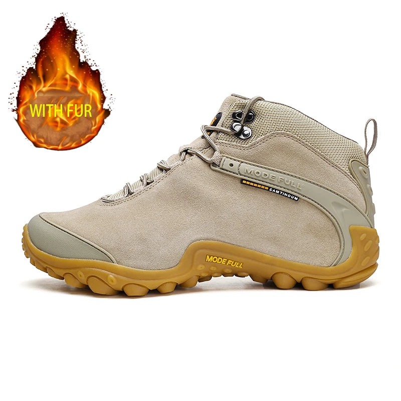 Cow Leather Winter Men Hiking Boots For Women Outdoor Waterproof Treeking Snow Shoes Climbing Mountain Hunting Walking Sneakers