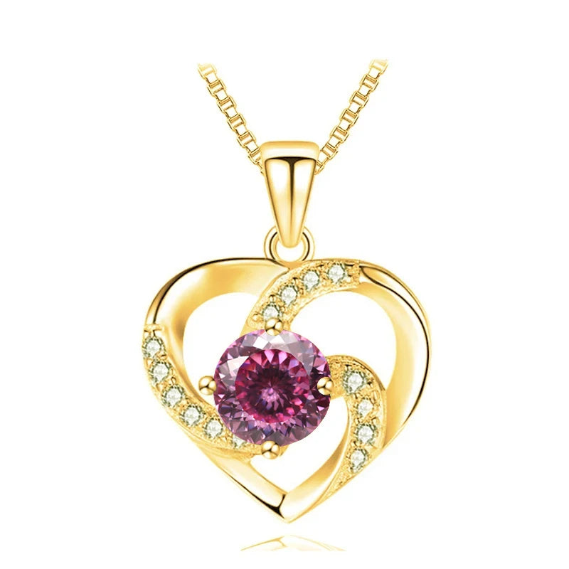 JoyceJelly 1CT Pass Tested Moissanite Heart Necklace for Women S925 Silver Gold Silver Color Diamond Pendant Birthday Party Gift