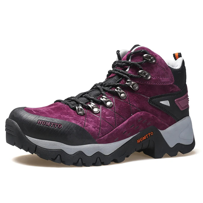 HUMTTO Waterproof Womens Hiking Shoes Luxury Designer Boots for Women Outdoor Climbing Trekking Sneakers New Leather Ankle Boots