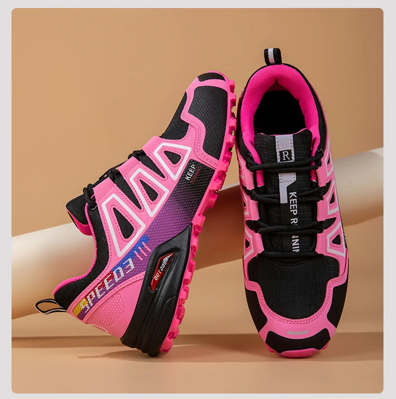 Women Hiking Shoes Breathable Cushioning Outdoor Walking Travel Shoes Ultralight  Lace Up Climbing Bicycle Running Sneakers