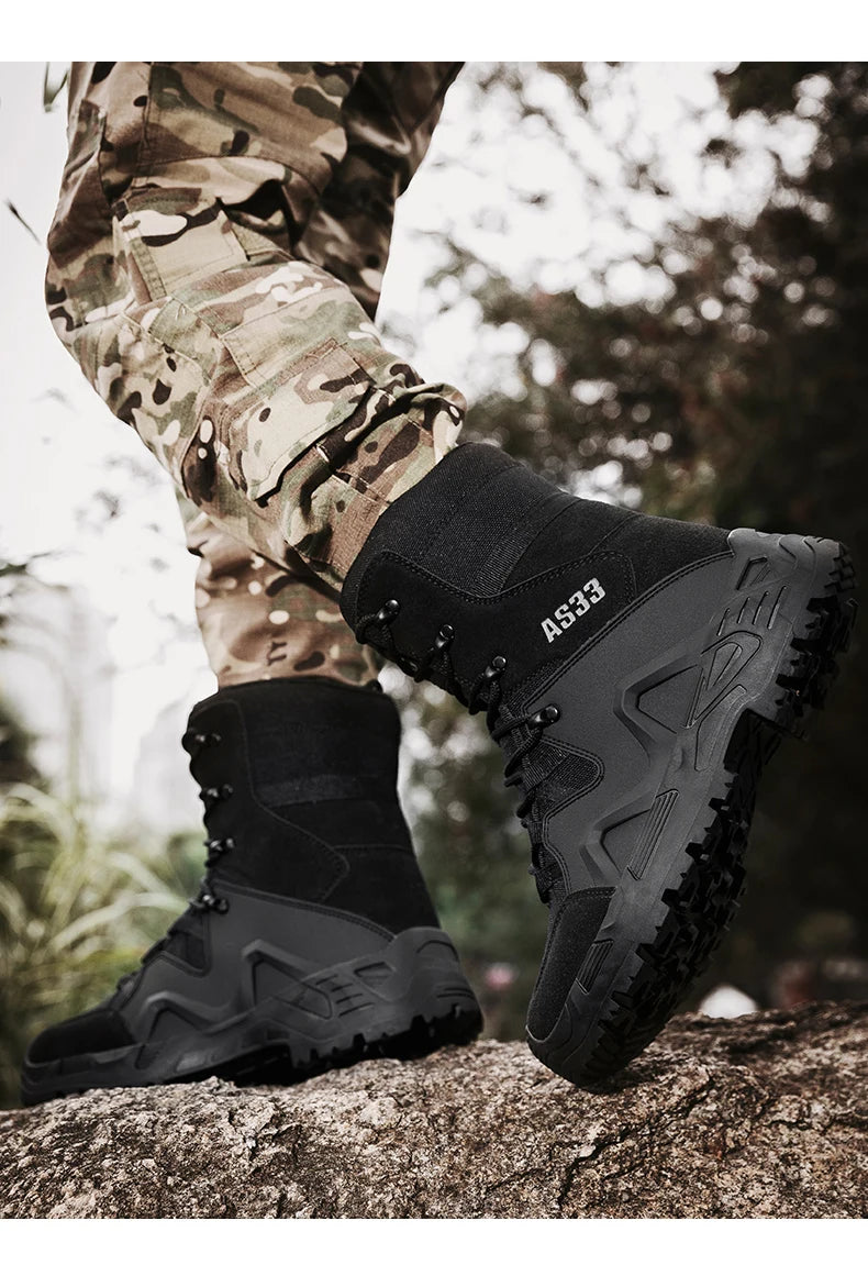 Men High-top Hiking Shoes Outdoor Shoes Non-Slip Casual Trekking Boots Hiking Boot Lace Up Hunting Tactical Trekking Sneakers