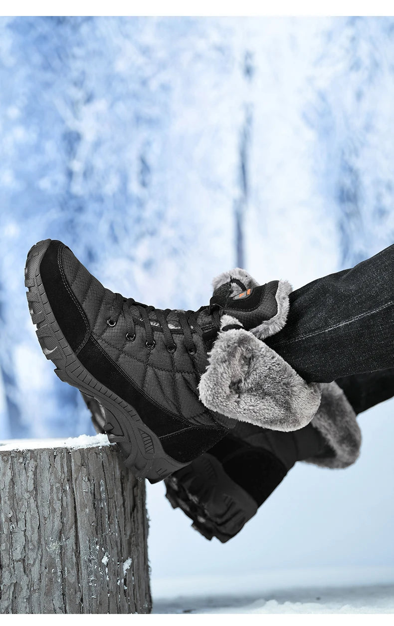 Men Shoes Snow Boots Men  Plus Velvet Warm Trend  High Top Winter 2023 New Outdoor Mountaineering Padded Mens Hiking Boots