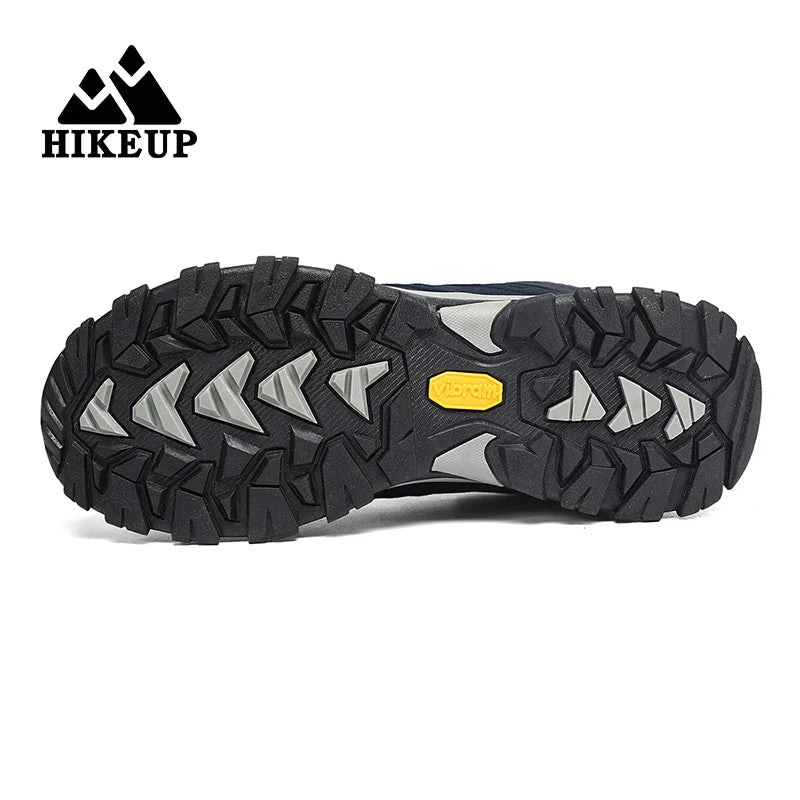 HIKEUP High Quality Leather Hiking Shoes Durable Outdoor Sport Men Trekking Leather Shoes Lace-Up Climbing Hunting Sneakers