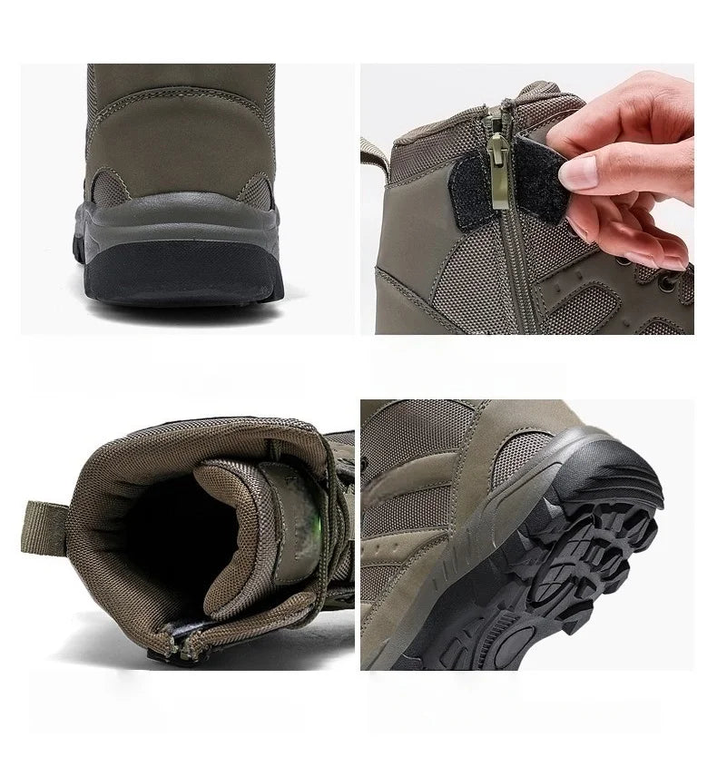 High-Top Men Hiking Boot Winter Outdoor Shoes Lace-Up Non-slip Sports Casual Trekking Boots Man Suede Warm Shoes Men Winter
