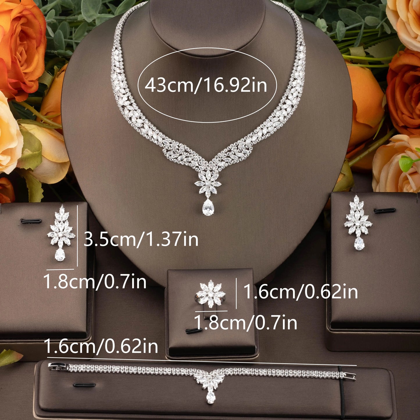 1 Set of Luxurious and Elegant Jewelry Set with Sparkling Cubic Zirconia Sunflower Teardrop Pendant, Suitable for Women to Wear at Parties and Banquets. Gift Box Not Included