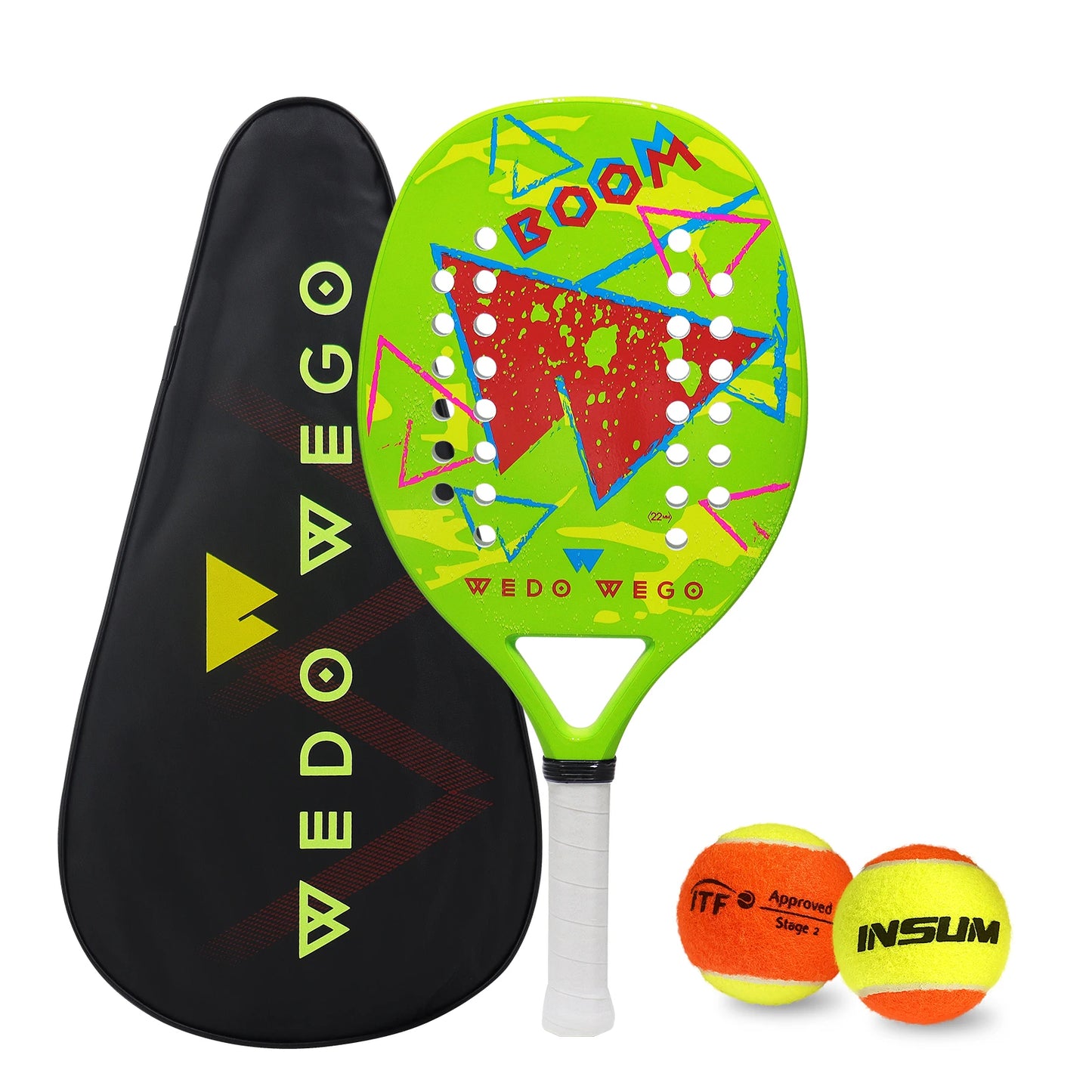 Pro-Grade Beach Tennis Racket - Carbon Fiber Material, Precision Drilled Holes & Frosted Rough Surface
