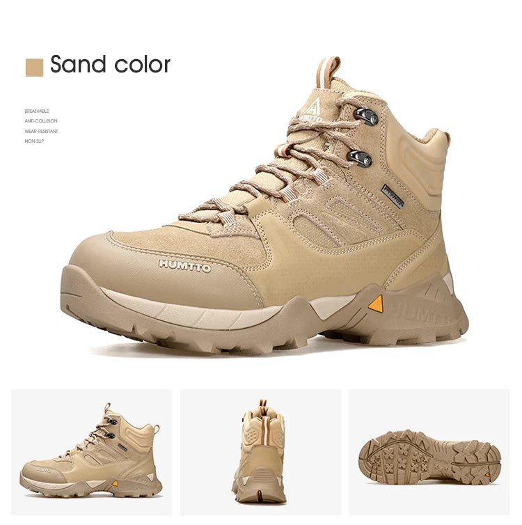 HUMTTO Hiking Shoes Men Trainers Outdoor Trekking Boots Mens Breathable Winter Men's Sports Shoes Leather Safety Work Sneakers