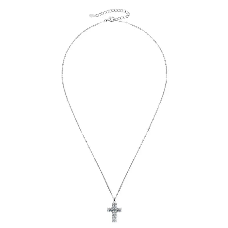 Ehhai GRA Certified 3.5mm Round Moissanite Cross Pendant Necklace for Women Real S925 Sterling Silver Wedding Fine Jewelry Gifts