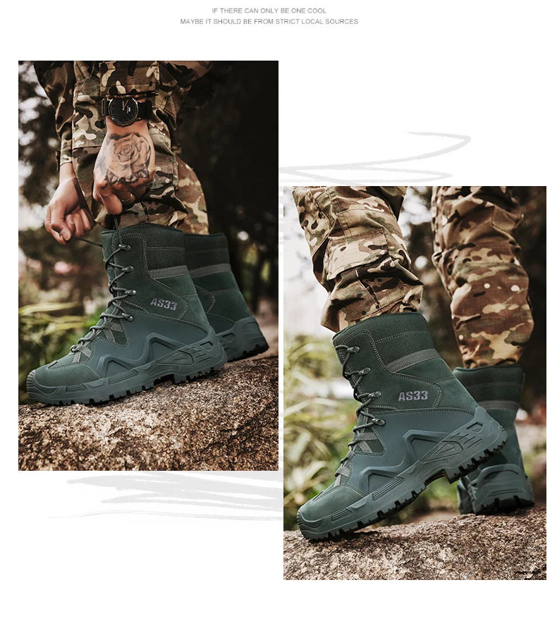 Men High-top Hiking Shoes Outdoor Shoes Non-Slip Casual Trekking Boots Hiking Boot Lace Up Hunting Tactical Trekking Sneakers