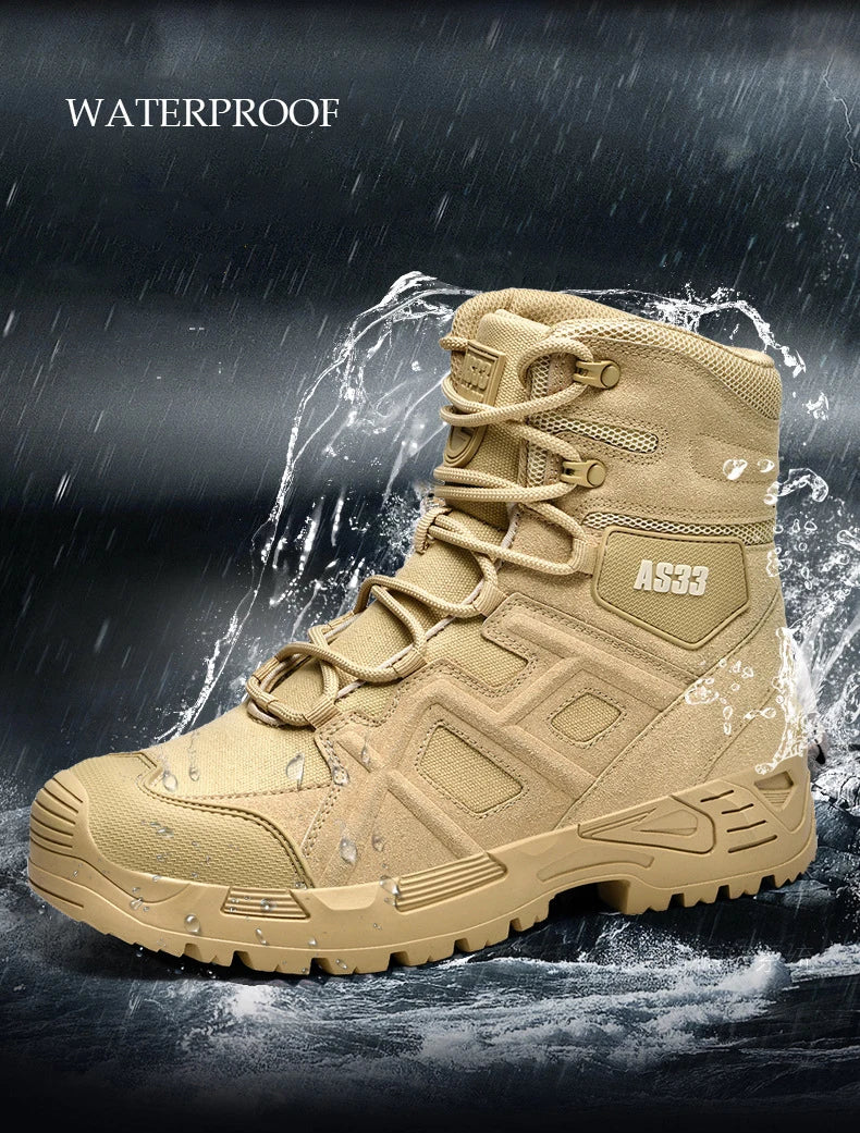 CHRLCK Men's Hiking Shoes Waterproof Non-slip Trekking Boots Outdoor Sport Wear-resistant Mountaineering Tactical Shoes