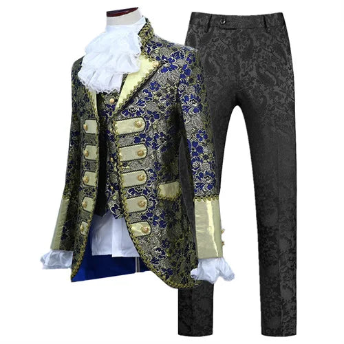 Palace Performance Dress Men Luxurious Jacquard Suits 2025 New Fashion Singer Pianist Stage Blazer Jacket and Pants with Vest