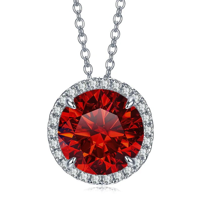 JoyceJelly Classic S925 Sterling Silver Necklace With 5CT 11mm Colorful Moissanite Gemstones Wedding Party Luxury Fine Jewerly