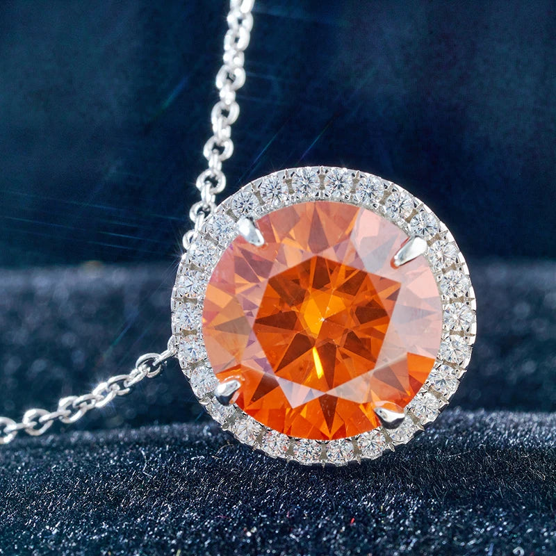 JoyceJelly Classic S925 Sterling Silver Necklace With 5CT 11mm Colorful Moissanite Gemstones Wedding Party Luxury Fine Jewerly